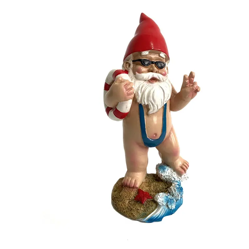 Whimsical Playful Garden Gnome | Handcrafted Decorative Lawn Figure