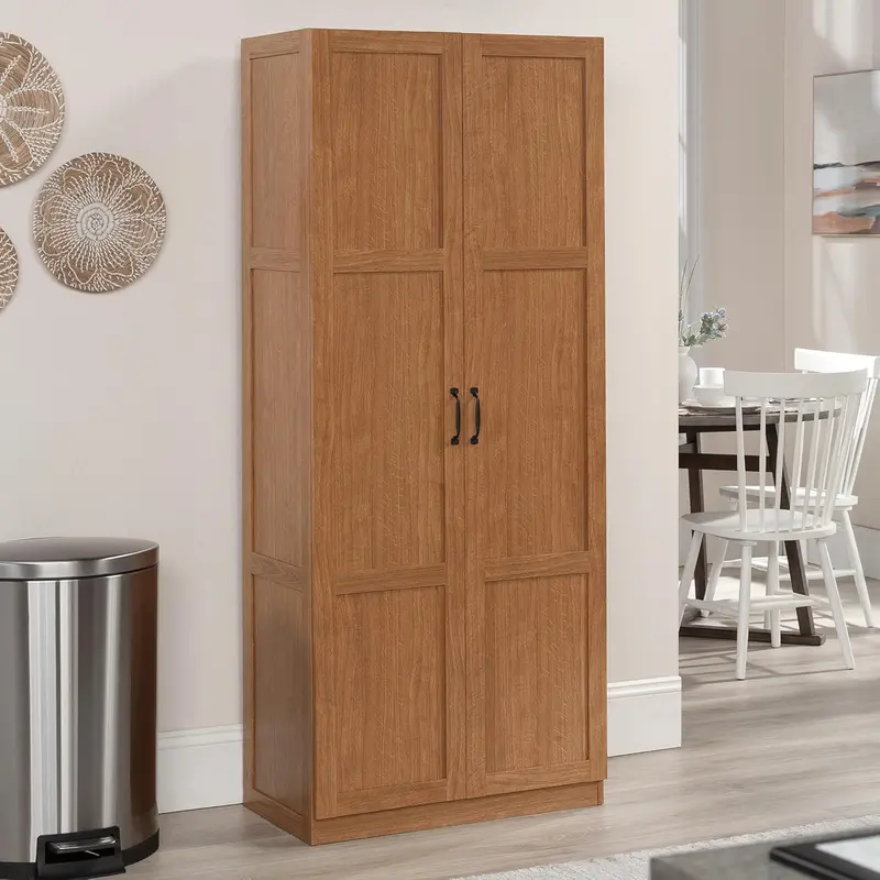 White Freestanding Pantry Cabinet with Adjustable Shelves