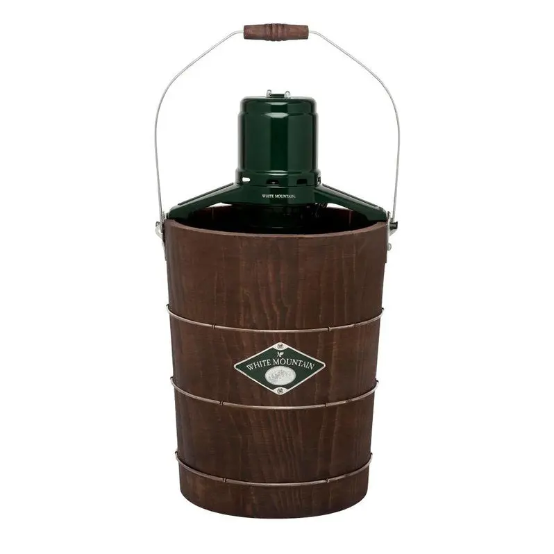 White Mountain Electric Ice Cream Maker – 6 Quart Capacity, Classic Green & Brown Design