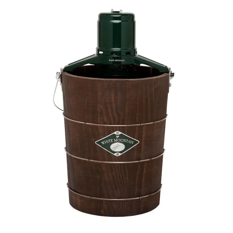 White Mountain Electric Ice Cream Maker – 6 Quart Capacity, Classic Green & Brown Design