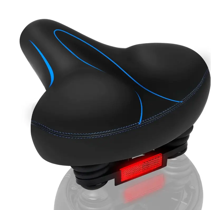 Wide Water-Resistant Bicycle Saddle with Reflective Safety Strip 2