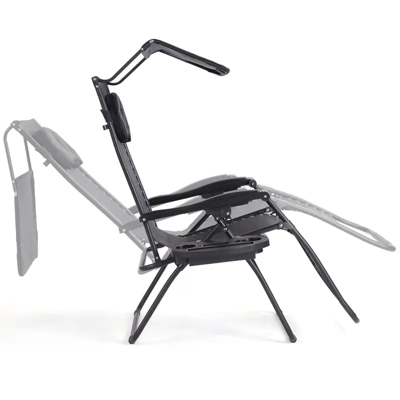 Wide Zero-Gravity Reclining Lounge Chair with Canopy Shade for Outdoor Relaxation