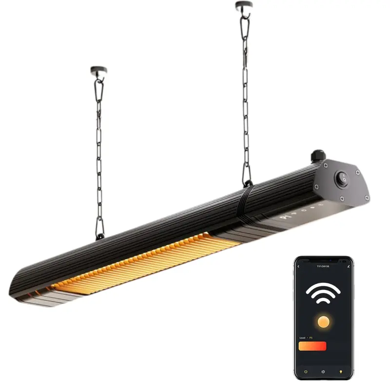 WiFi-Enabled 1500W Wall-Mounted Infrared Patio Heater with App & Remote 2