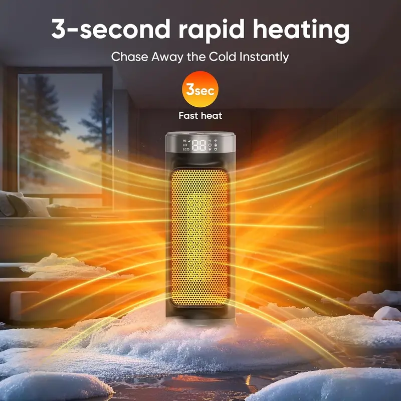 WiFi-Enabled Smart PTC Space Heater – 1500W, 90° Oscillation, 5 Heating Modes & Dual Safety Protection