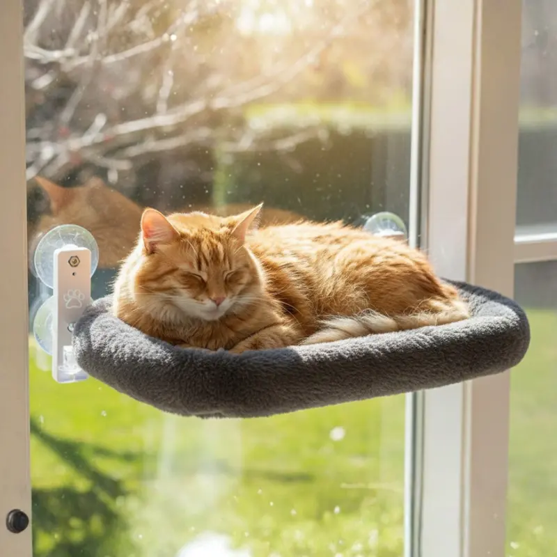 Window-Mounted Cat Hammock – Removable Cushion and Reinforced Metal Frame