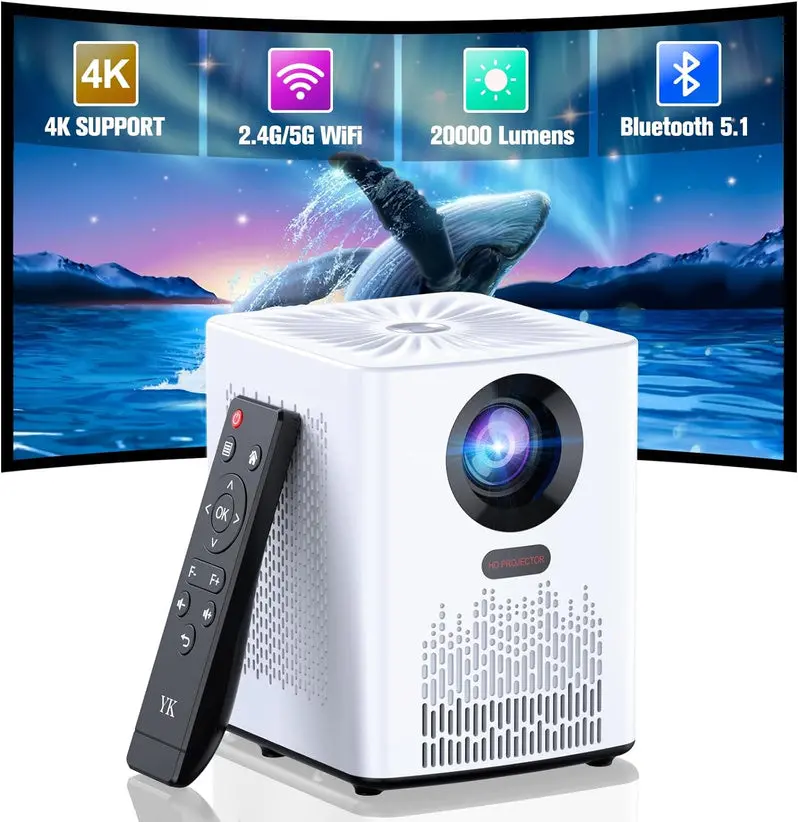 Wireless Projector with Built-in WiFi and Bluetooth Connectivity – HD Streaming Compatible