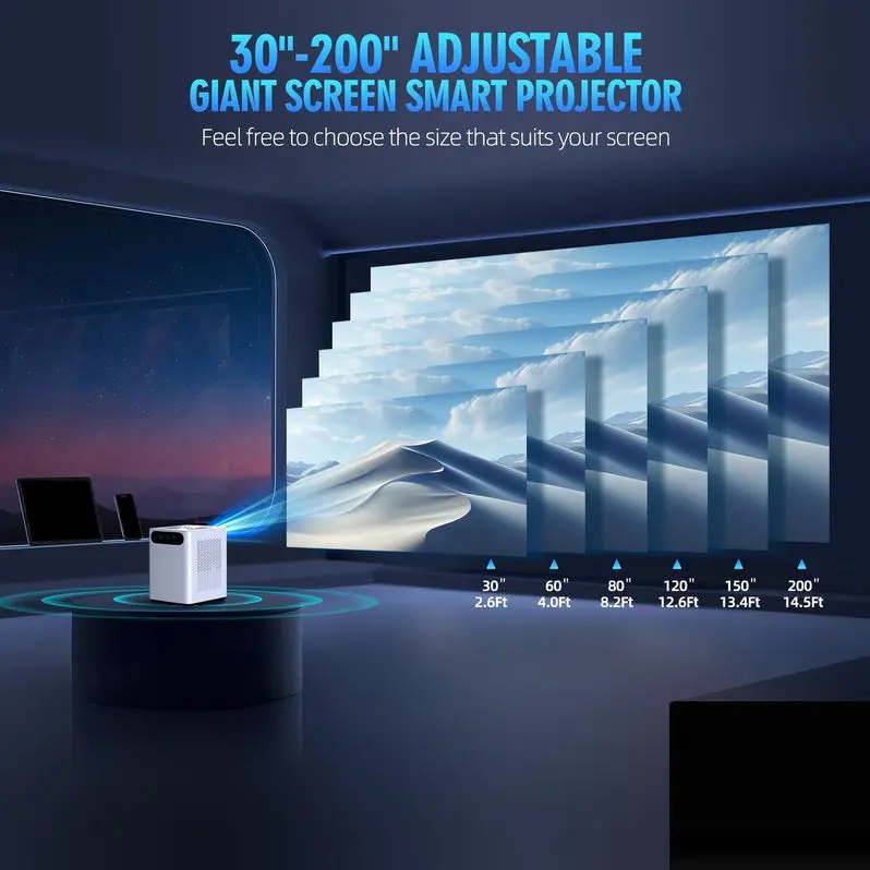 Wireless Projector with Built-in WiFi and Bluetooth Connectivity – HD Streaming Compatible