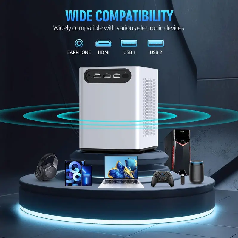 Wireless Projector with Built-in WiFi and Bluetooth Connectivity – HD Streaming Compatible