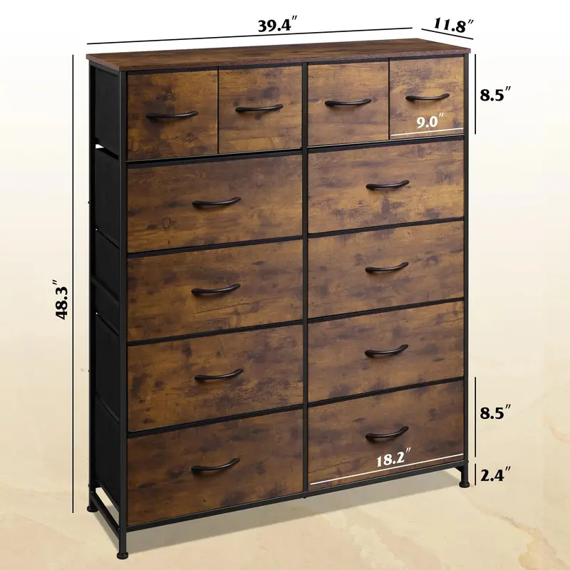 WLIVE Tall 12-Drawer Dresser – Spacious Bedroom Storage Cabinet