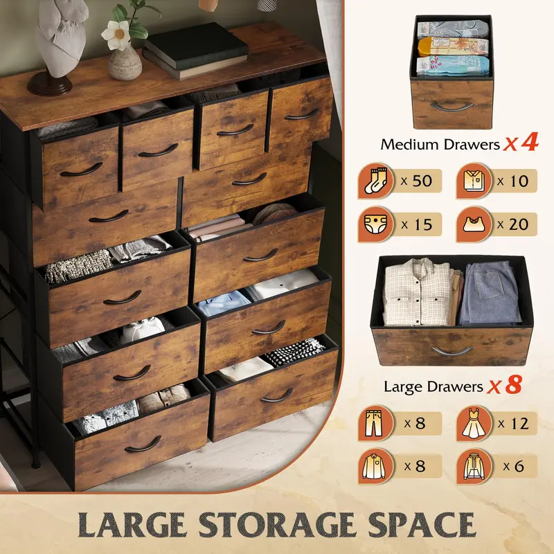 WLIVE Tall 12-Drawer Dresser – Spacious Bedroom Storage Cabinet