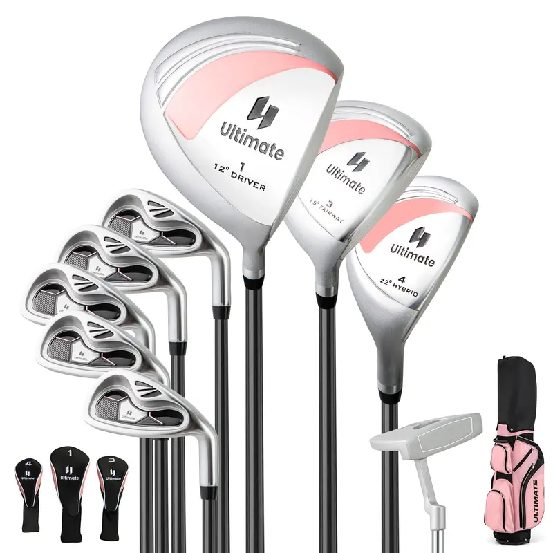 Women's Complete Golf Club Set — 9-Piece Starter Kit with Rolling Cart Bag