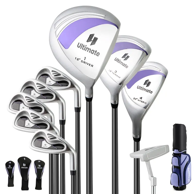 Women's Complete Golf Club Set — 9-Piece Starter Kit with Rolling Cart Bag