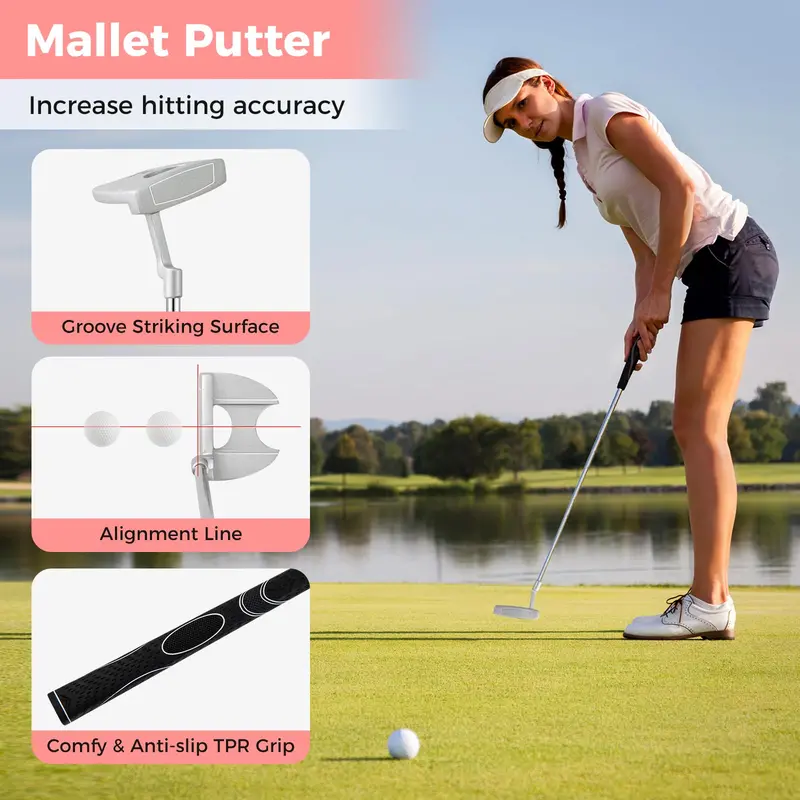 Women's Complete Golf Club Set — 9-Piece Starter Kit with Rolling Cart Bag