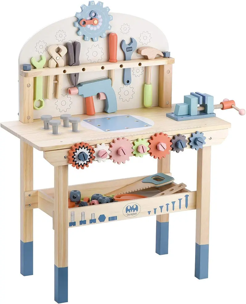 Wooden Children's Tool Workbench with Play Tools – Educational Construction Toy for Kids