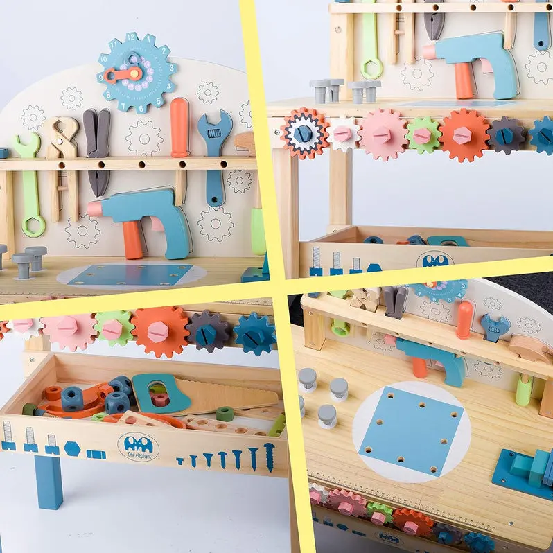 Wooden Children's Tool Workbench with Play Tools – Educational Construction Toy for Kids