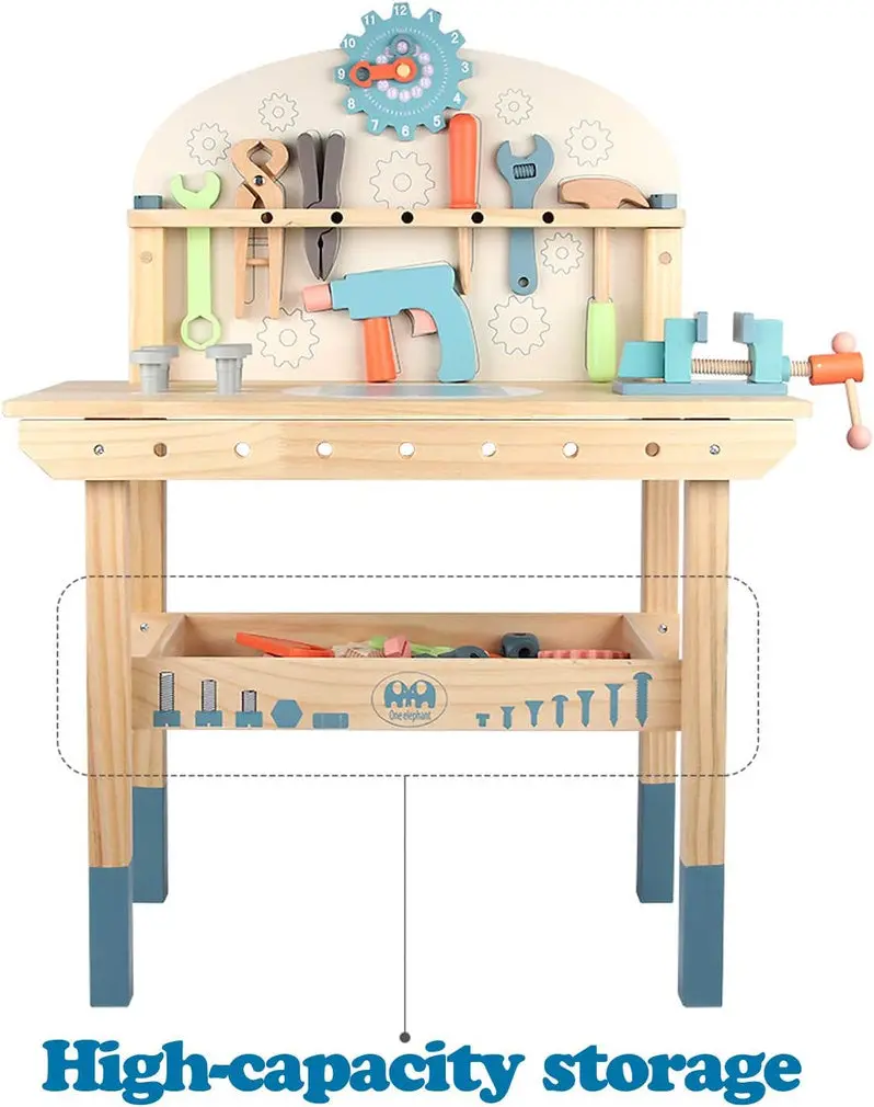 Wooden Children's Tool Workbench with Play Tools – Educational Construction Toy for Kids