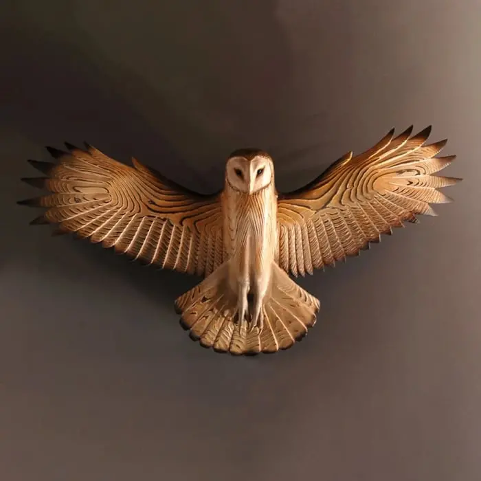 Wooden Owl Wall Art – Handcrafted ‘Majestic’ Bird Décor for Living Spaces
