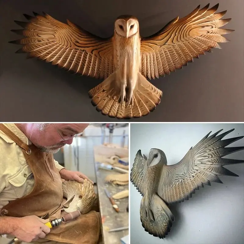 Wooden Owl Wall Art – Handcrafted ‘Majestic’ Bird Décor for Living Spaces