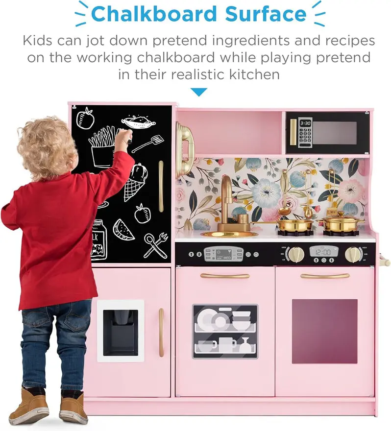 Wooden Pretend Play Kitchen Set – Interactive Toy for Preschool Learning and Imaginative Fun