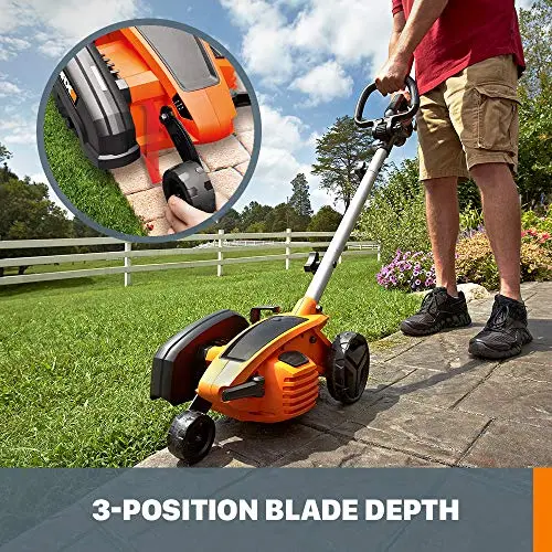 Worx WG801 12-Amp Electric Lawn Edger – 7.5-Inch Cutting Width, Adjustable Depth, Trenching & Edging Functions