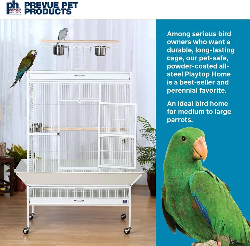 Wrought Iron Bird Cage – Chalk White, 36" x 24" x 66", Model 3154C