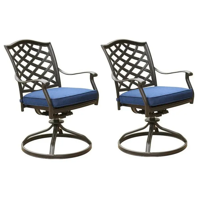 Wynn Modern Blue Swivel Patio Dining Chairs with Cushions (2-Pack)
