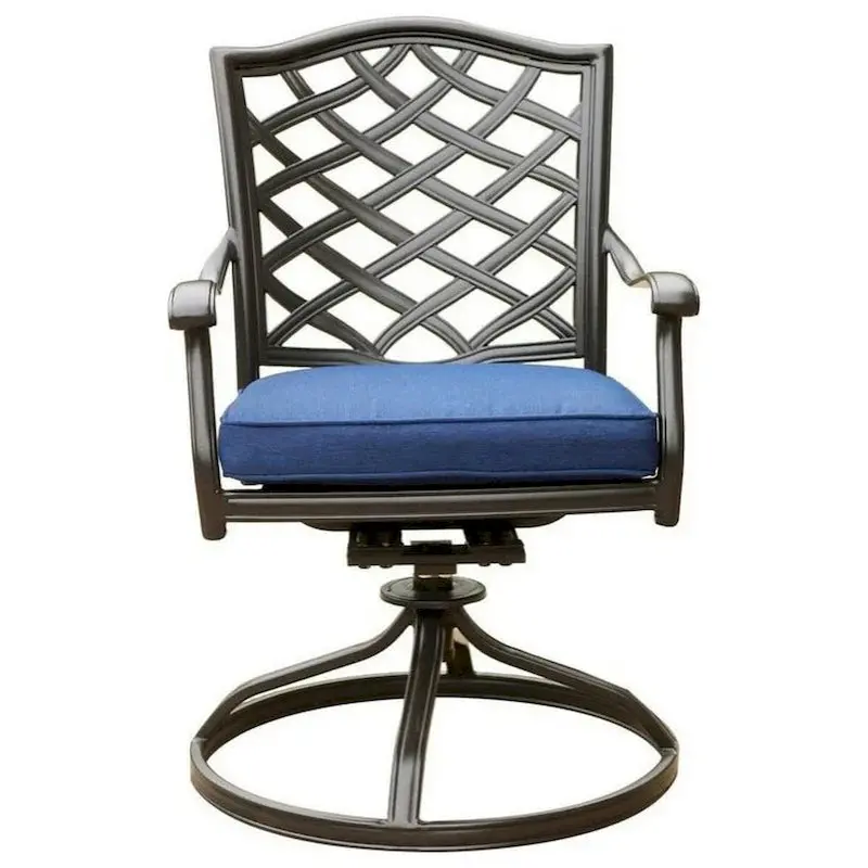 Wynn Modern Blue Swivel Patio Dining Chairs with Cushions (2-Pack)