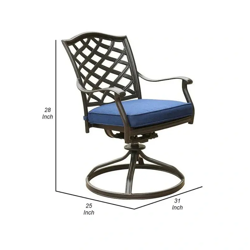 Wynn Modern Blue Swivel Patio Dining Chairs with Cushions (2-Pack)