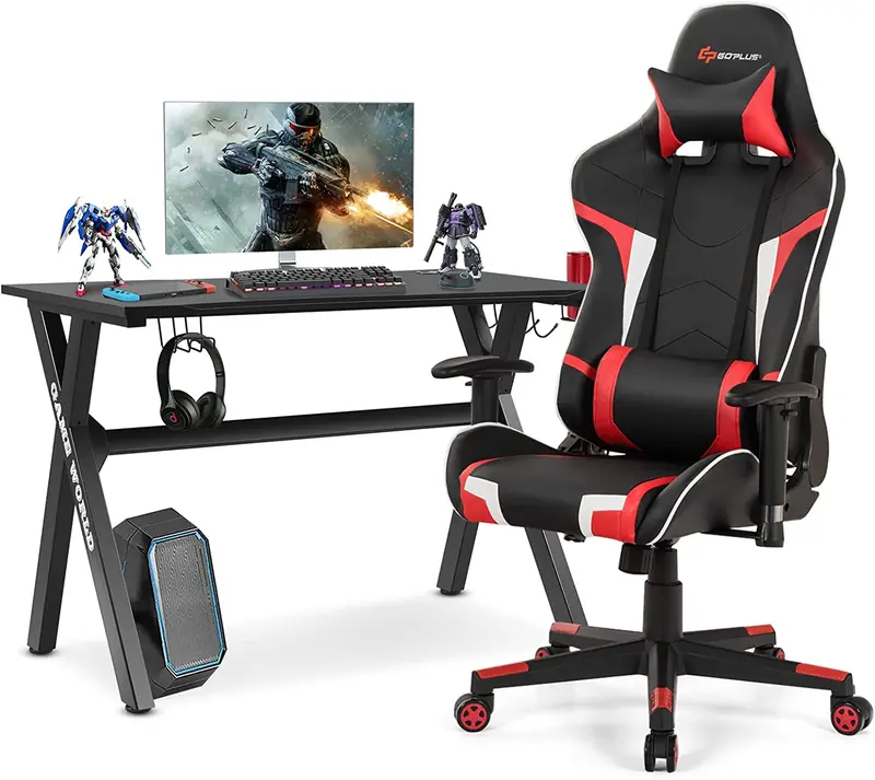 X-Frame Esports Desk and PVC Racing Chair Combo for Gamers