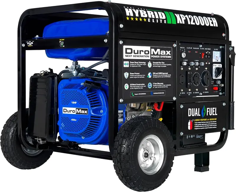 XP12000EH Dual-Fuel Generator – 12,000W Output, 457cc EPA/CARB-Compliant Engine (Gas or Propane)