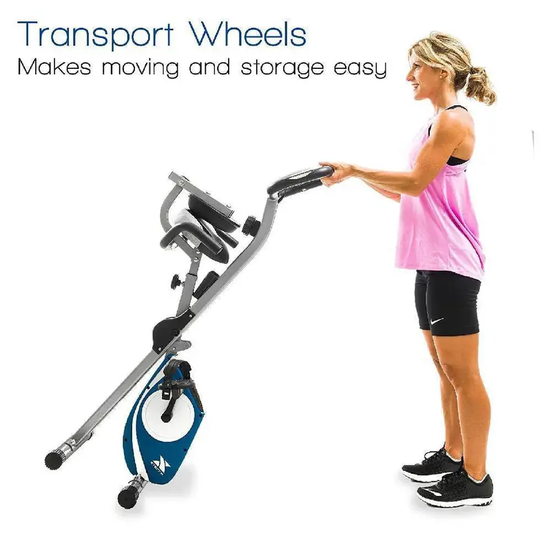 XTERRA FB350 Folding Exercise Bike – Silver Frame, Magnetic Resistance, Bluetooth-Compatible Fitness Tracker