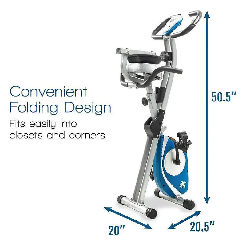 XTERRA FB350 Folding Exercise Bike – Silver Frame, Magnetic Resistance, Bluetooth-Compatible Fitness Tracker