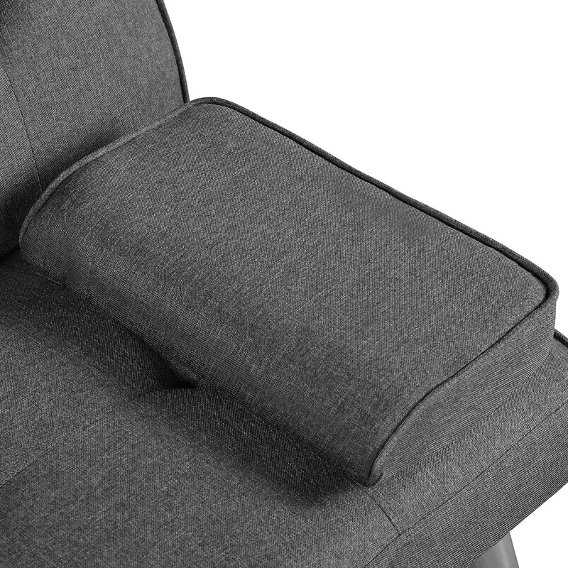 Yaheetech Convertible Faux Leather Loveseat – Reversible Folding Sofa Bed with Removable Arms, 3 Recline Angles & 772 lb Weight Limit (Brown)