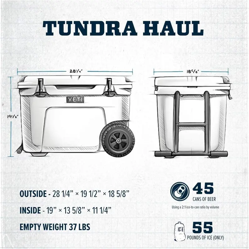 YETI Tundra Haul Wheeled Cooler – 65-Quart Capacity, Navy Blue, Built for Rugged Transport
