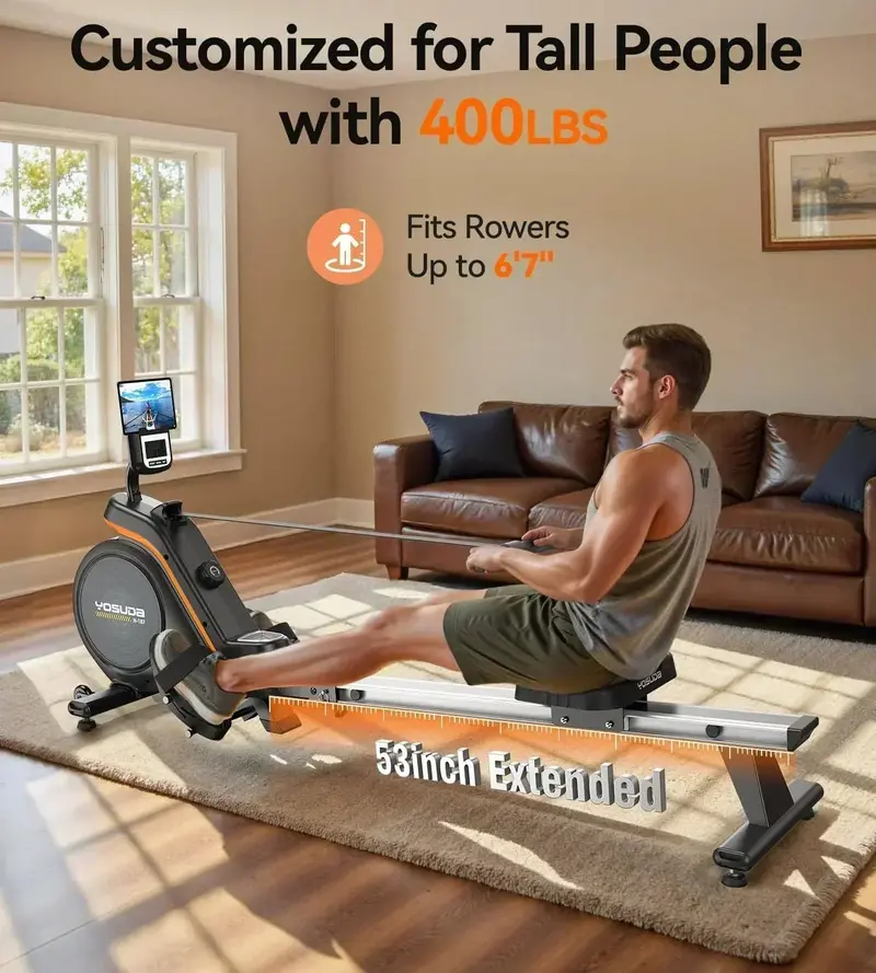 YOSUDA Bluetooth-Enabled Magnetic Rowing Machine for Home Workouts