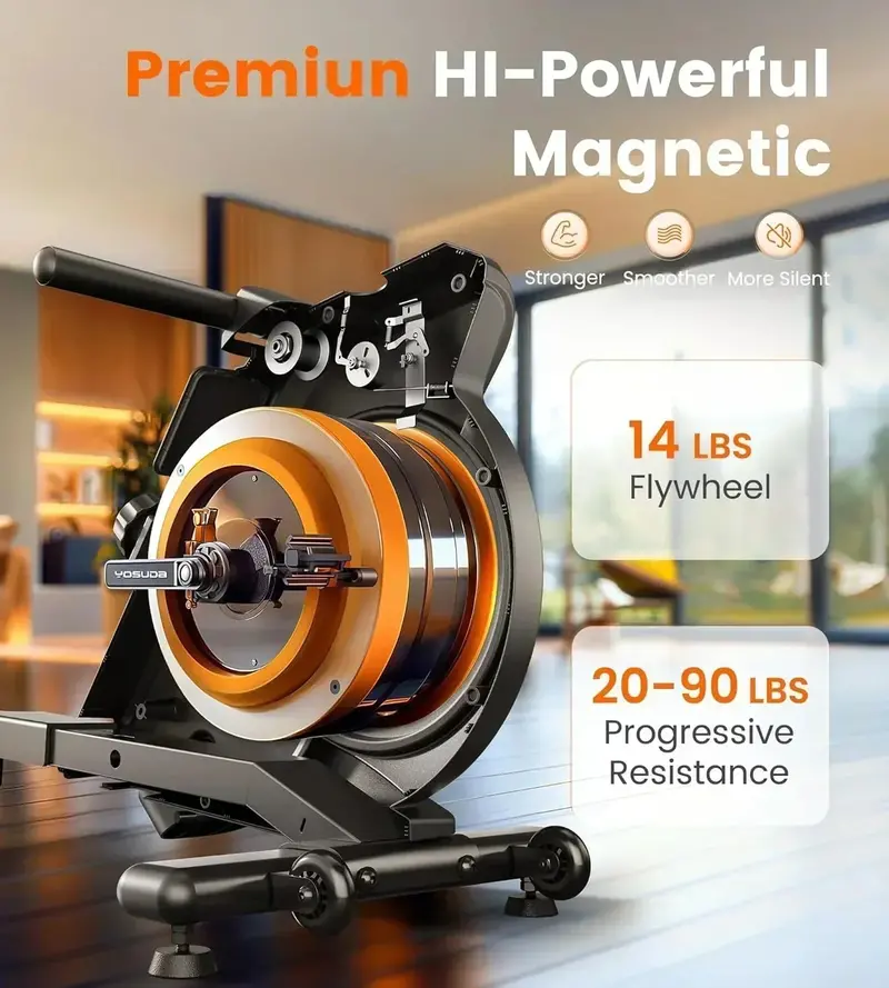 YOSUDA Bluetooth-Enabled Magnetic Rowing Machine for Home Workouts