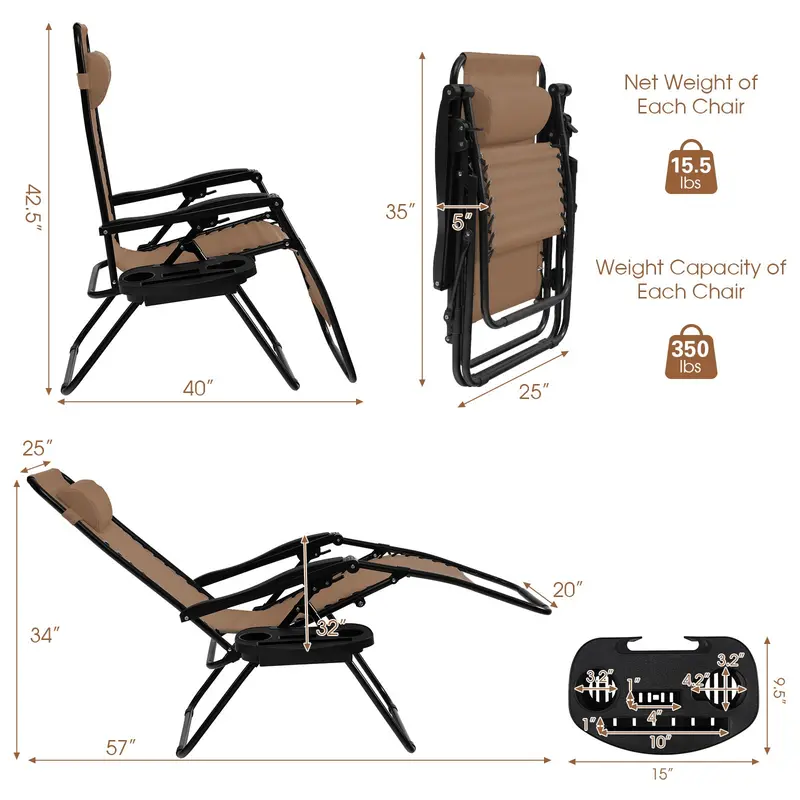 Zero Gravity Folding Lounge Chair – Reclining Ergonomic Patio Lounger