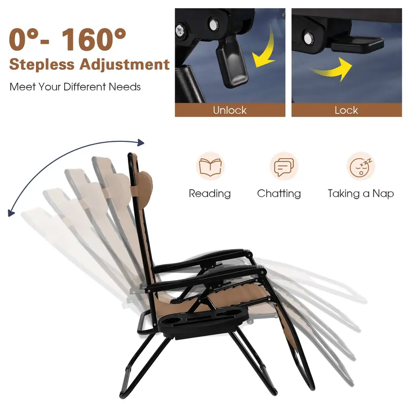 Zero Gravity Folding Lounge Chair – Reclining Ergonomic Patio Lounger