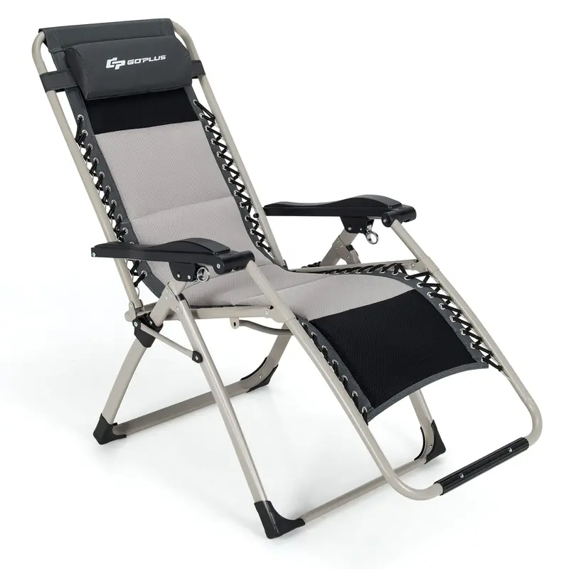 Zero Gravity Folding Recliner – High-Weight-Capacity Lounge Chair with Detachable Head Pillow