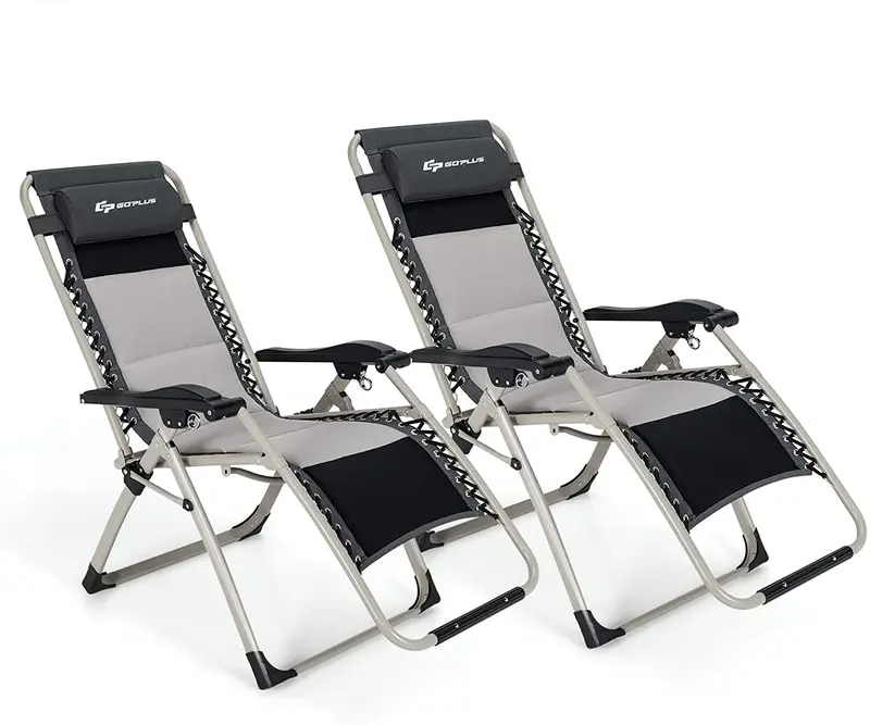 Zero Gravity Folding Recliner – High-Weight-Capacity Lounge Chair with Detachable Head Pillow
