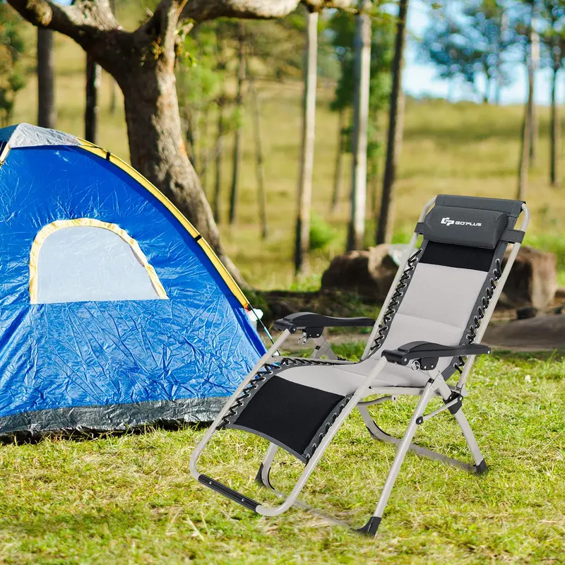 Zero Gravity Folding Recliner – High-Weight-Capacity Lounge Chair with Detachable Head Pillow
