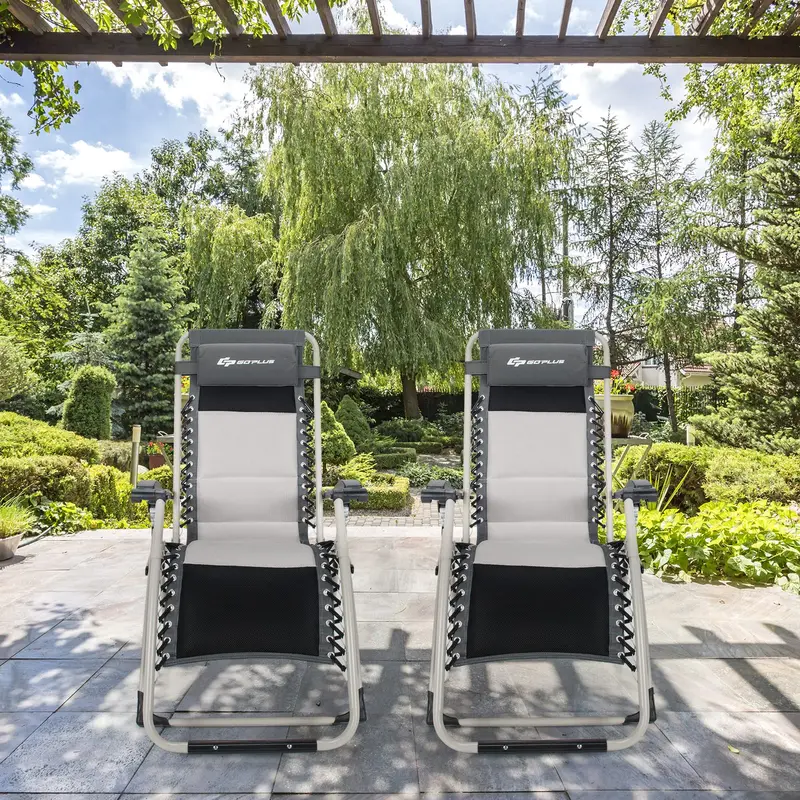 Zero Gravity Folding Recliner – High-Weight-Capacity Lounge Chair with Detachable Head Pillow