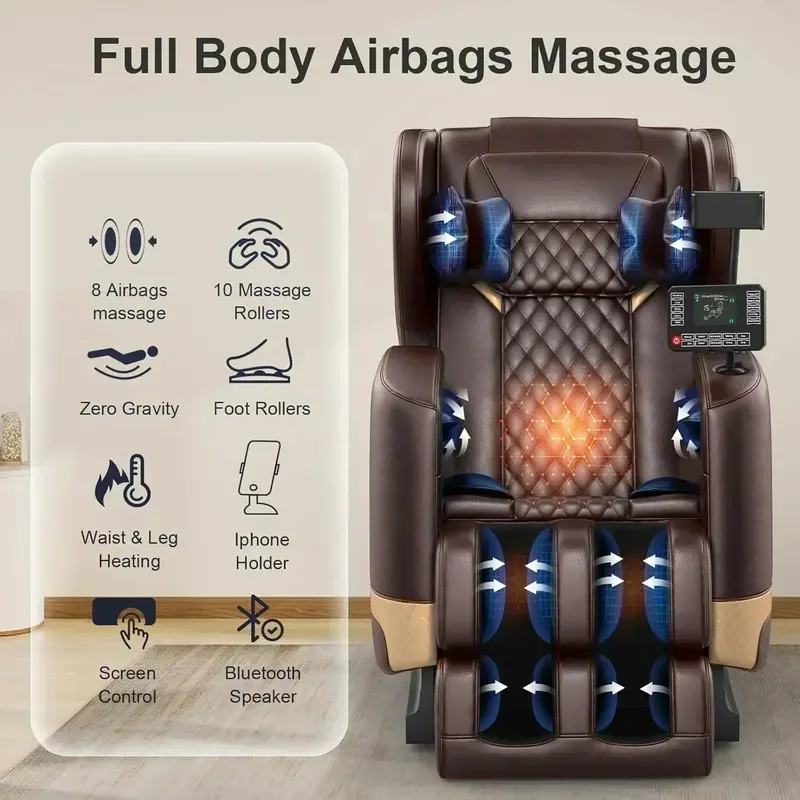 Zero Gravity Full-Body Massage Chair – 10-Point Roller System & Heated Foot Therapy