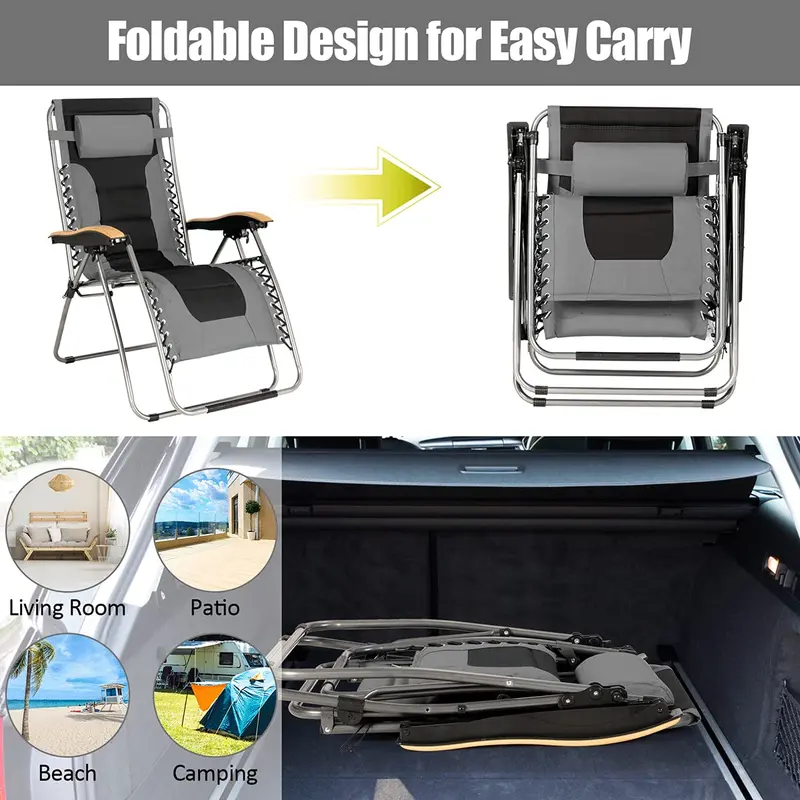 Zero Gravity Reclining Lounge Chair – Compact Foldable Design for Relaxation