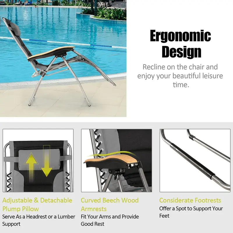 Zero Gravity Reclining Lounge Chair – Compact Foldable Design for Relaxation