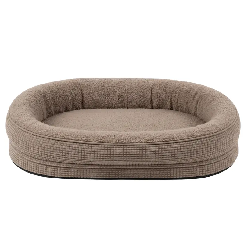 Zippered Removable-Cover Pet Bed with Elevated Bolster Edging