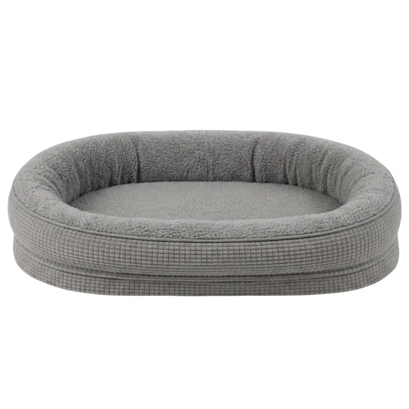 Zippered Removable-Cover Pet Bed with Elevated Bolster Edging