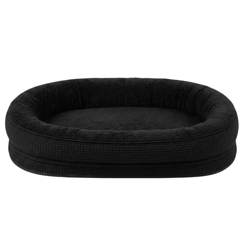 Zippered Removable-Cover Pet Bed with Elevated Bolster Edging