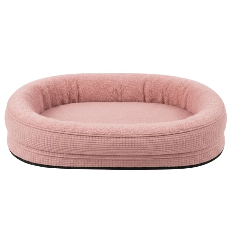 Zippered Removable-Cover Pet Bed with Elevated Bolster Edging
