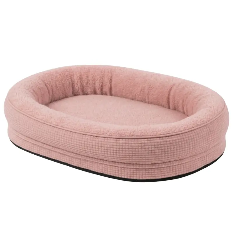 Zippered Removable-Cover Pet Bed with Elevated Bolster Edging